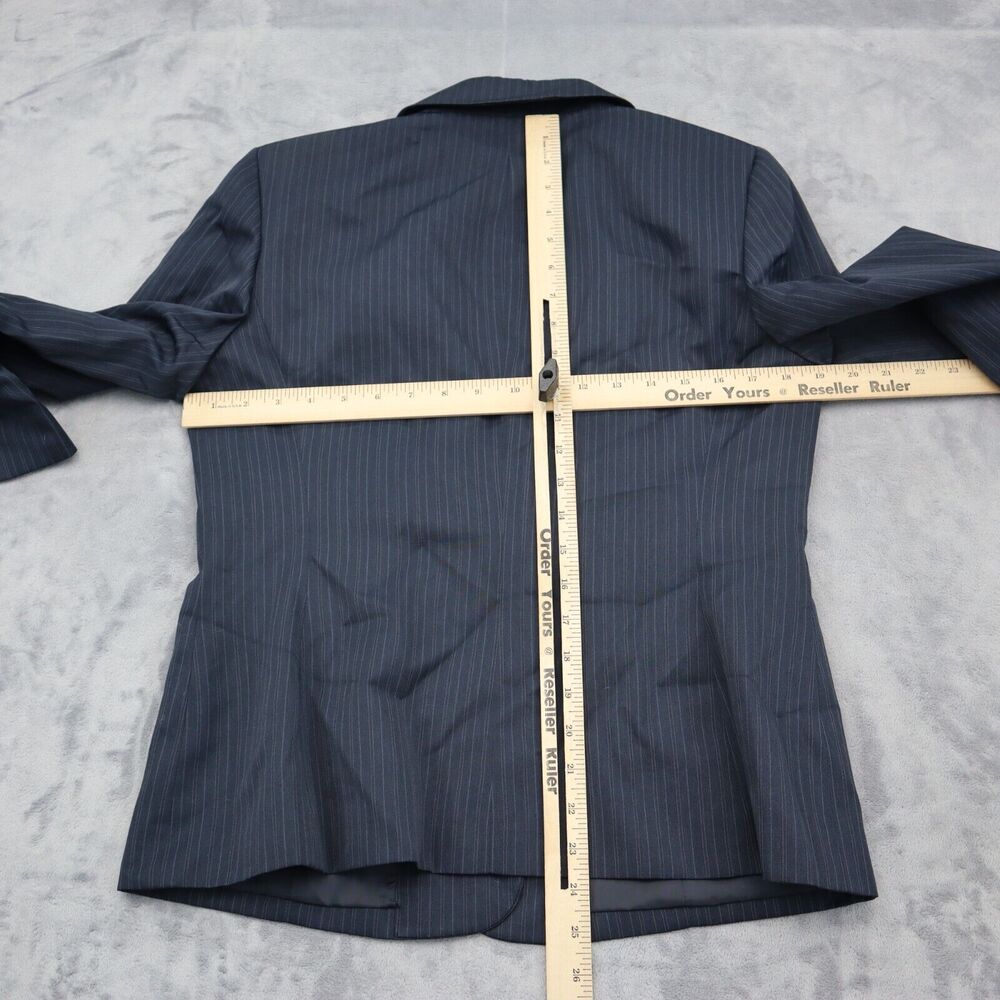 9 and Co Suit Womens 10 Black Pinstriped Single Breasted Notch Lapel Jacket - Picture 4 of 16